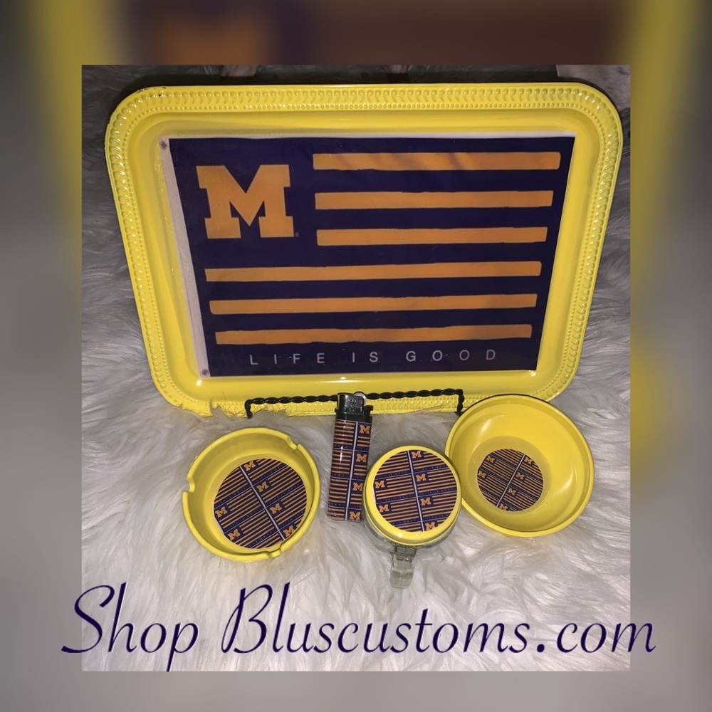 Michigan Football Rolling Tray Set